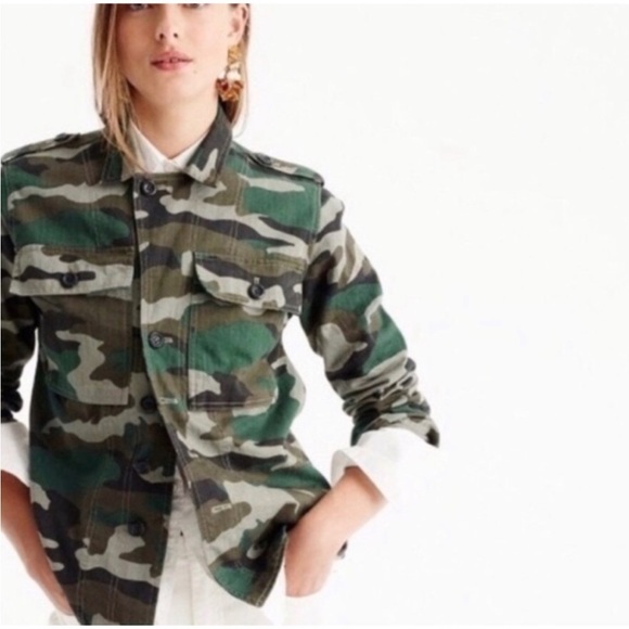 J. Crew Jackets & Blazers - J CREW Camouflage Utility Jacket PXXS Camo Green